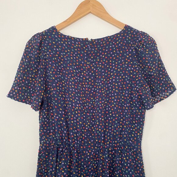 Madewell Flutter-Sleeve Ruffle-Hem Dress in Sugar Dot Size 00 - Picture 8 of 8